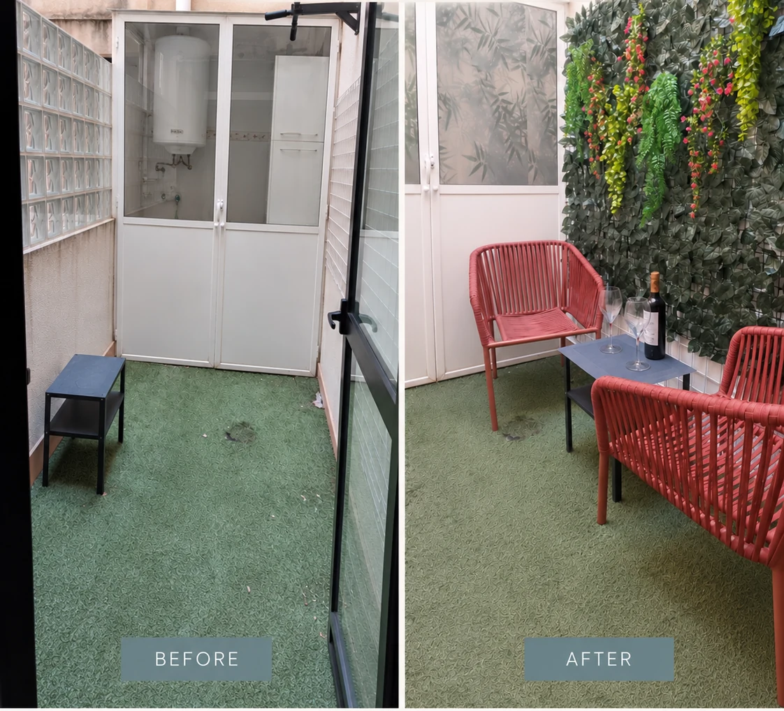 Antes y después de una terraza transformada